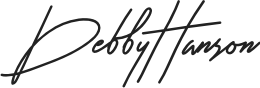 Cursive signature that reads Debby Hanson in black ink.
